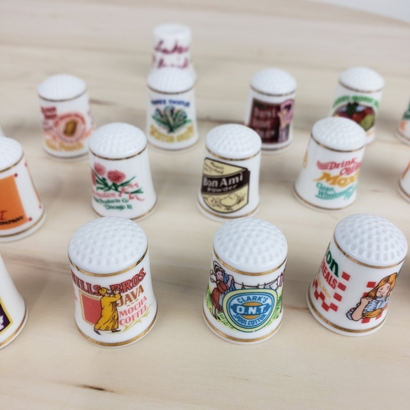 Vintage 1980 FP Fine Porcelain Collectible Thimbles Store Advertisement Set 20 - Picture 4 of 12